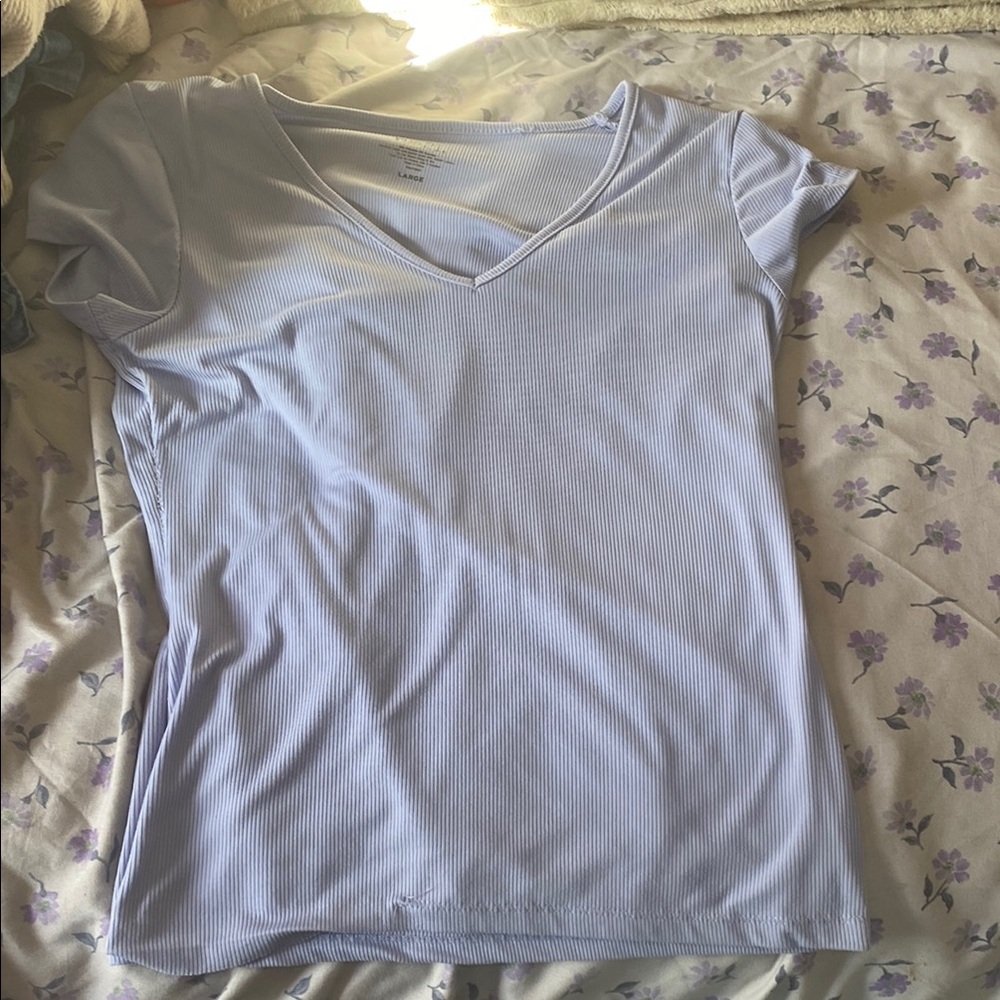 Women's Light Blue V-Neck Top